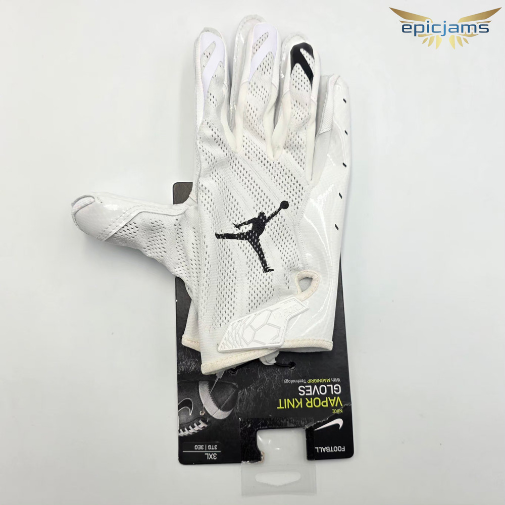 Nike Air Jordan NFL Vapor Knit Football Gloves CK3017-102 White Black Men’s 3XL